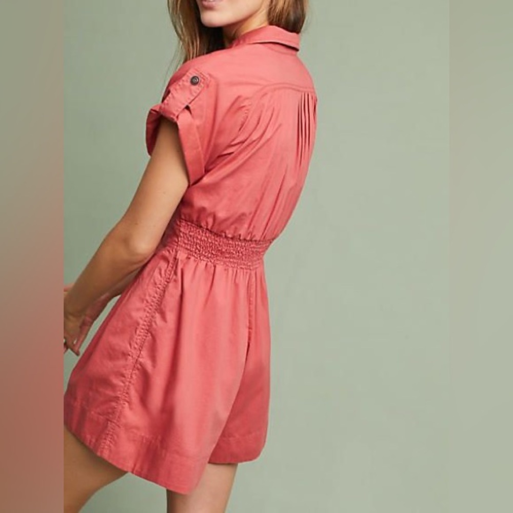 Holding Horses Coral Anthropologie Free People Utility Romper JLO Beach Size 14 - Picture 4 of 8